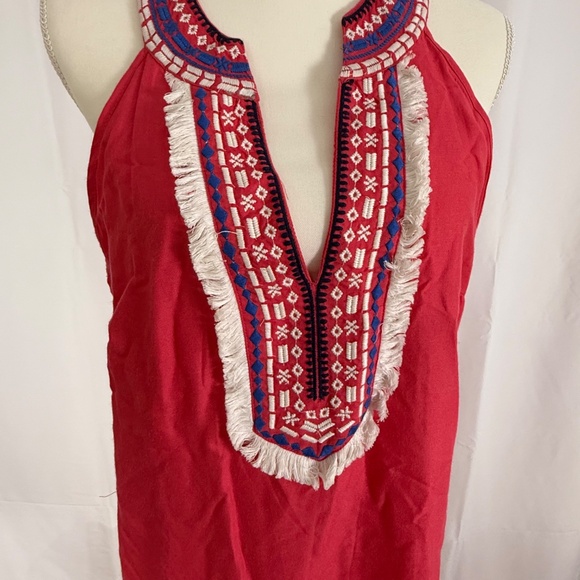 Mud Pie Women's James Sleeveless Shift Dress Pink Embroidered Boho Beach Sz L - Picture 3 of 13